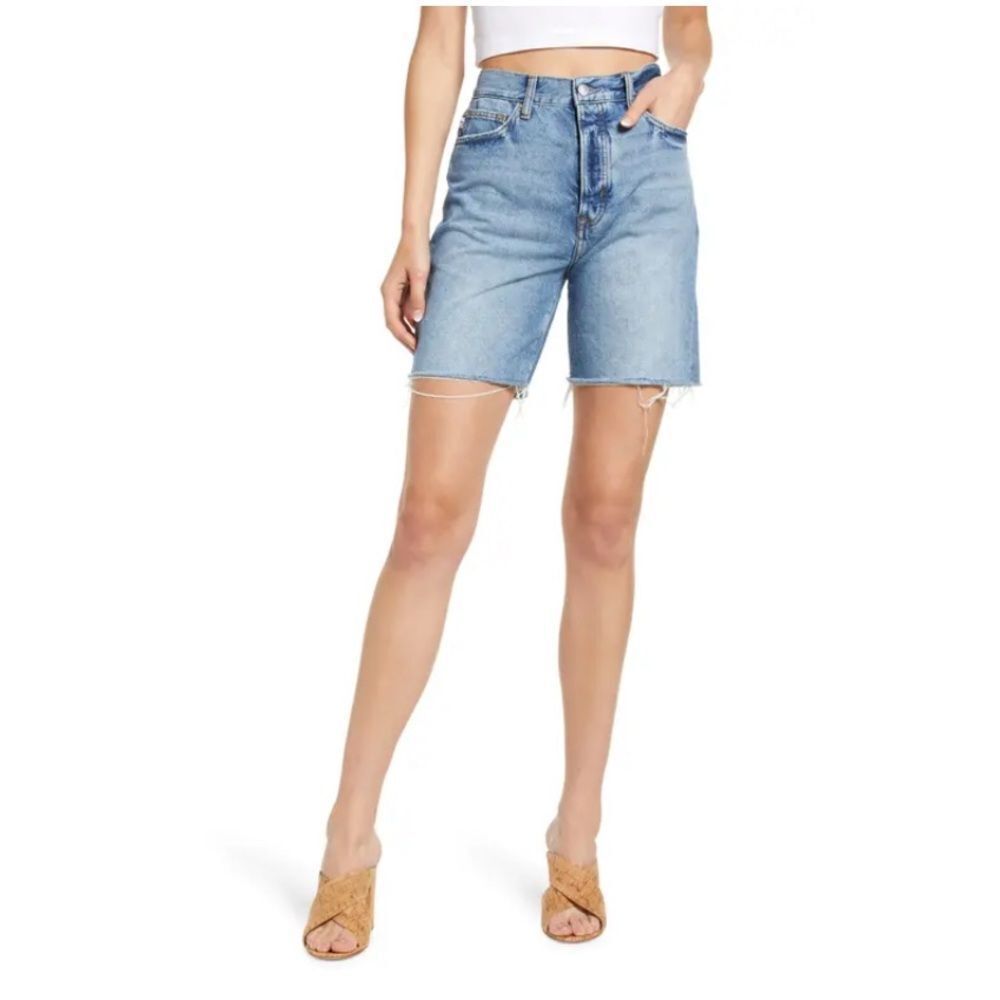 Lovers + Friends Devon High Waist Denim Cutoff Shorts in Islandia